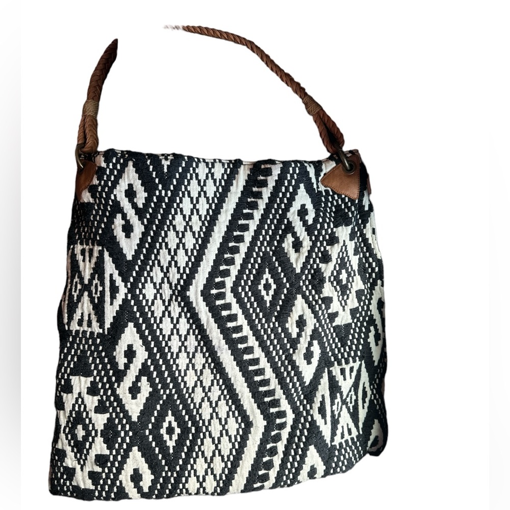 Merona Tote Hanbag, Textured bohemian purse leather braided handle
